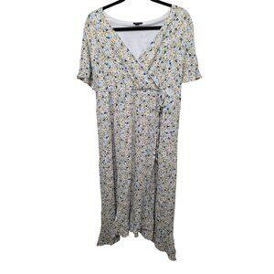 Torrid Women's Hi-Lo Cottage Core‎ Fairy Floral Wrap Maxi Dress Short Sleeves